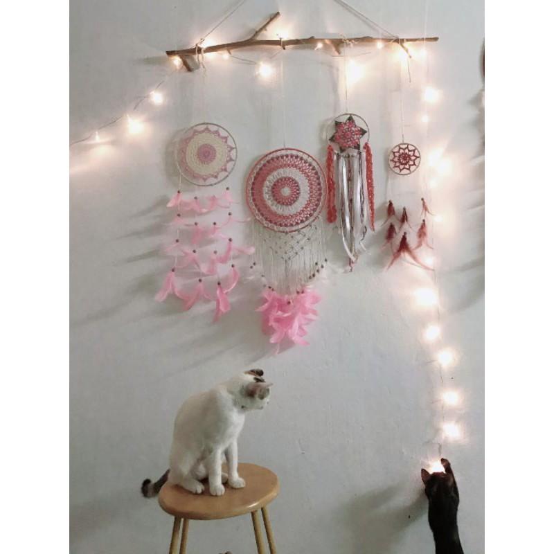 Bộ deamcatcher 4 cái size nhỏ trang trí nhà cửa phong cách Vintage có nhiều màu