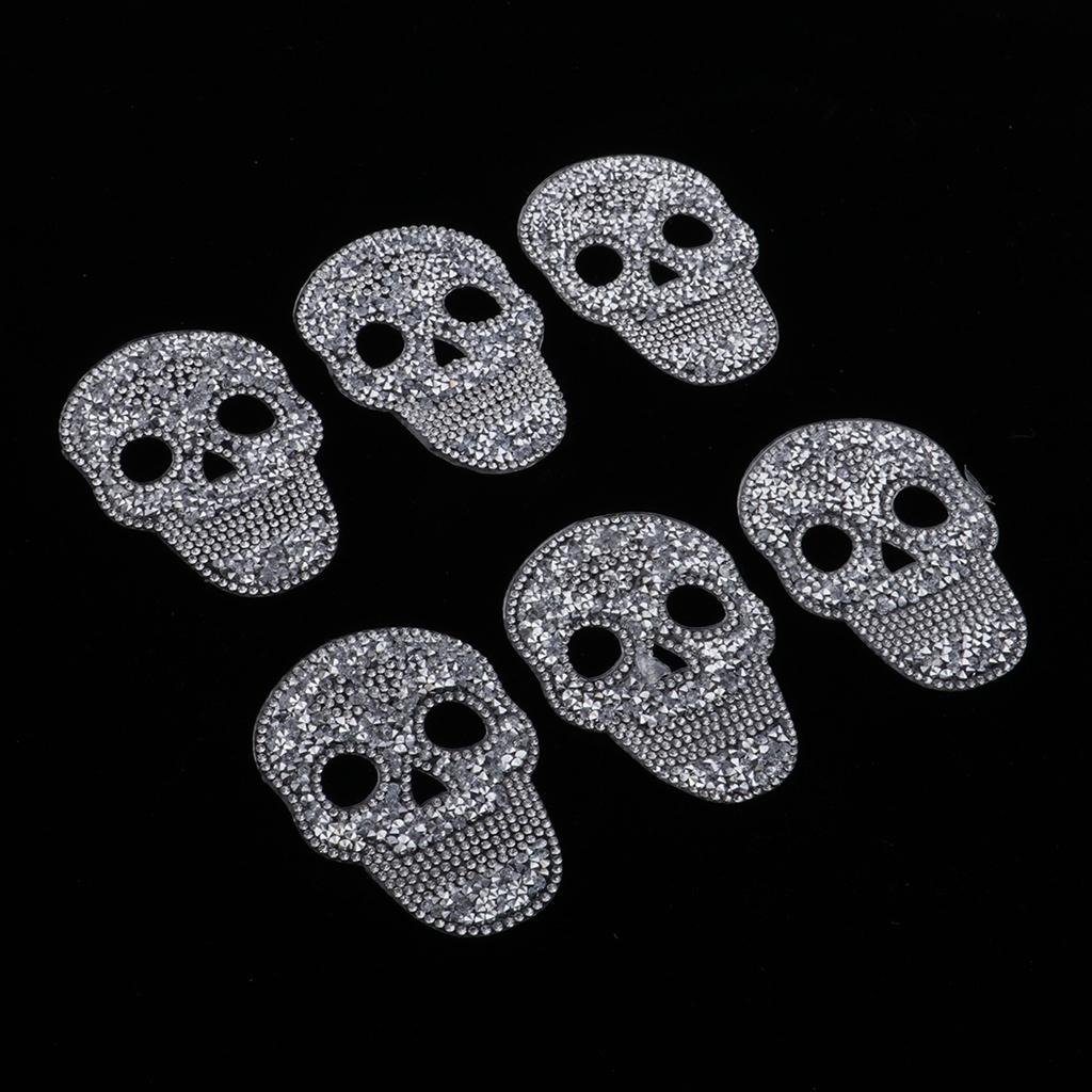 6 Miếng DIY Hộp Sọ Đá Dán Cường Lực Appliques Sắt trên Túi Quần Áo May