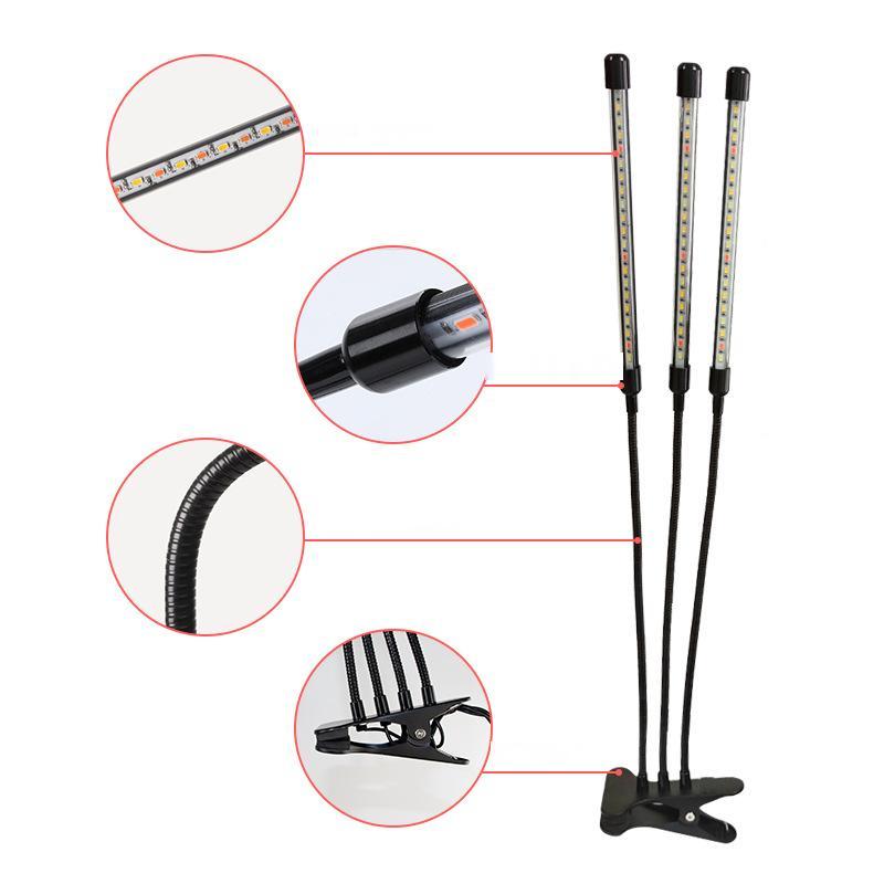 Phong cách mới nhất Amazon đèn trồng hoa bán chạy bốn đầu đèn trồng cây quang phổ đầy đủ mọng nước lấp đầy ánh sáng đèn led clip