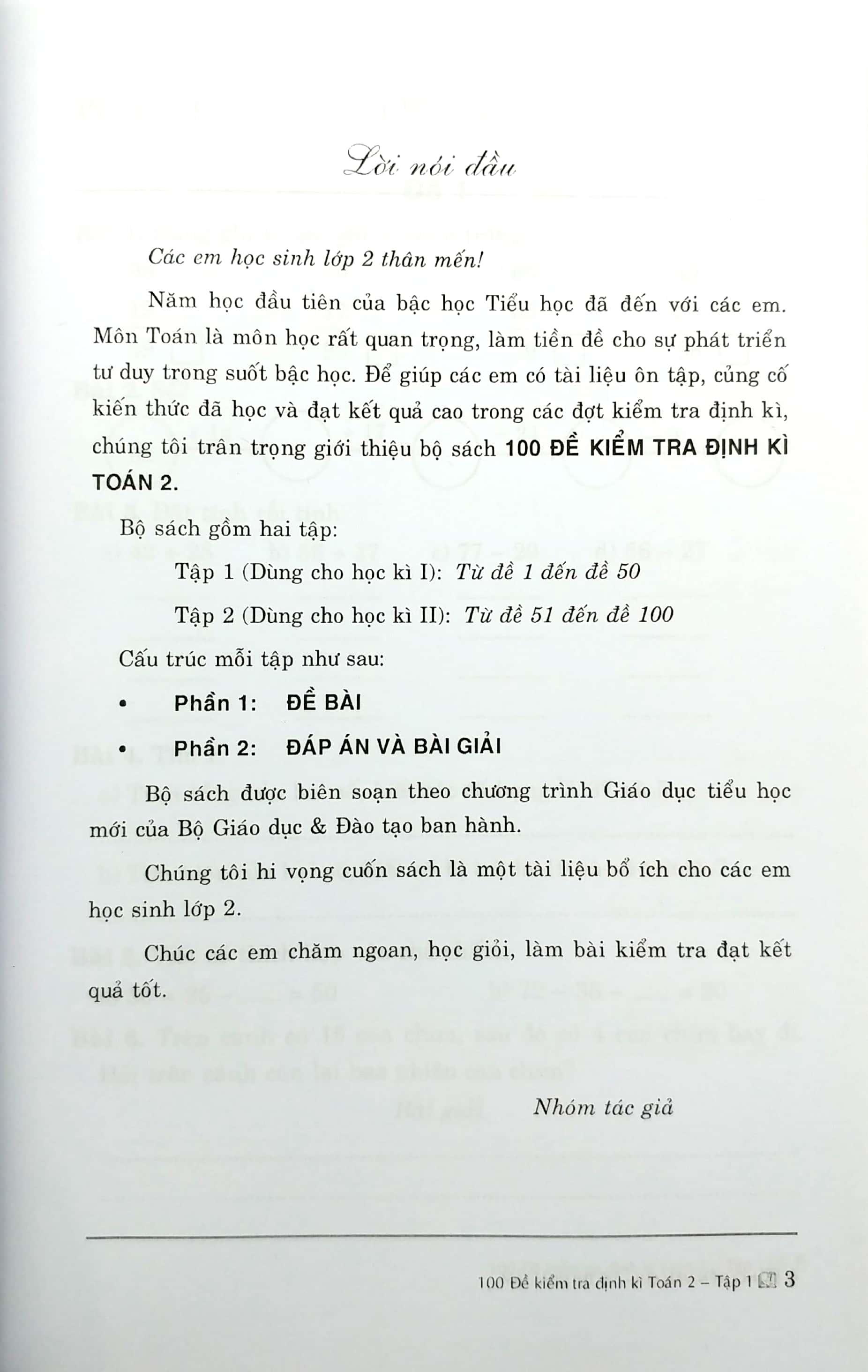 100 Đế Kiểm Tra Định Kì Toán Lớp 2 - Tập 1