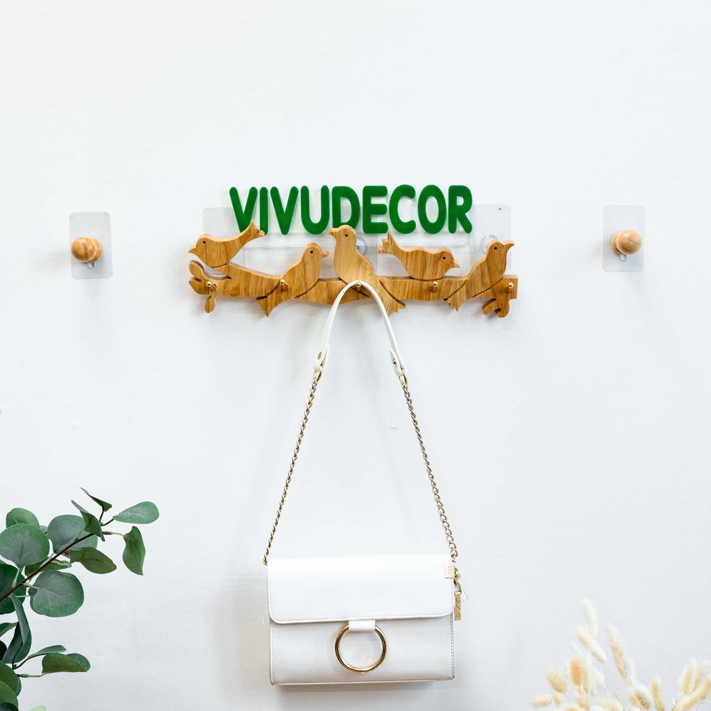 Thanh Treo Quần Áo 5 Con Chim Vivudecor Dán Tường Nhà Tắm, Nhà Bếp, Cánh Cửa Không Cần Khoan Đục Siêu Chắc