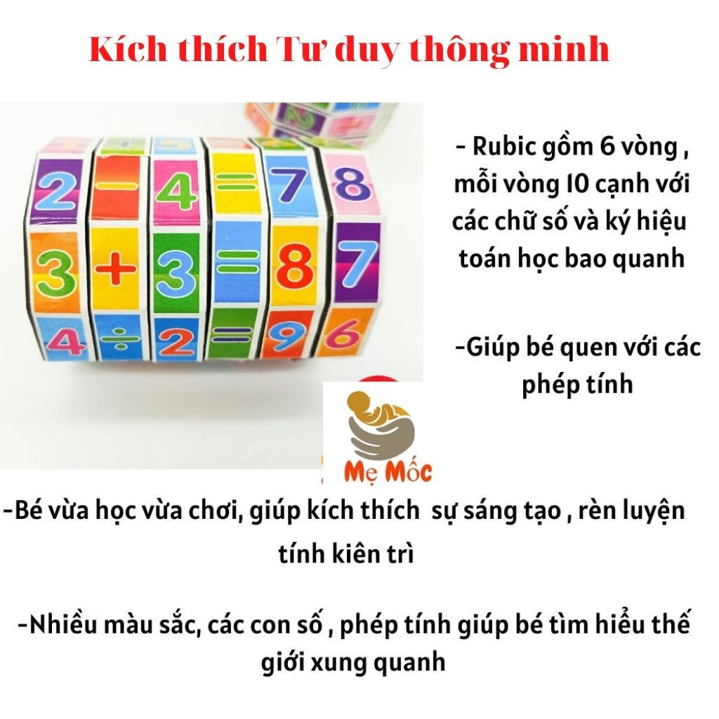 Đồ Chơi Trí Tuệ Rubik Toán Học 6 Tầng Giúp Bé Làm Quen Cộng Trừ Nhân Chia