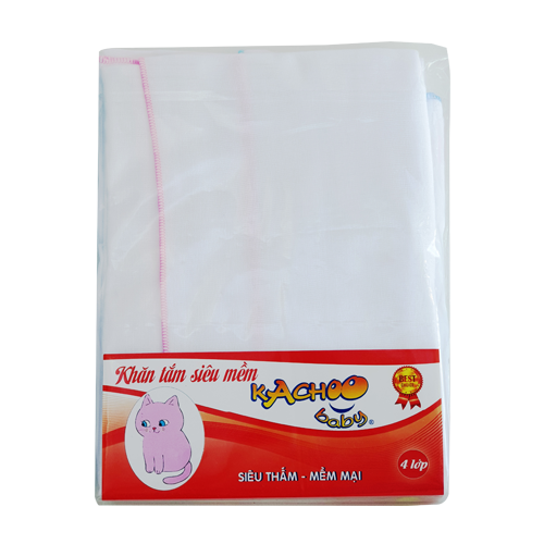 Khăn gạc tắm siêu mềm 4 lớp KACHOOBABY (Bịch 2 cái) (75x84cm)siêu mềm, thấm hút tốt, dùng để lau người,quàng cổ, quấn bé