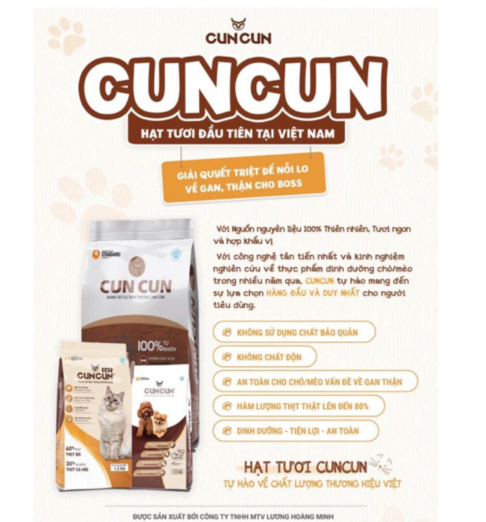 Thức ăn cho chó CunCun DOG gói 1,5kg (Hạt chó phổ thông)