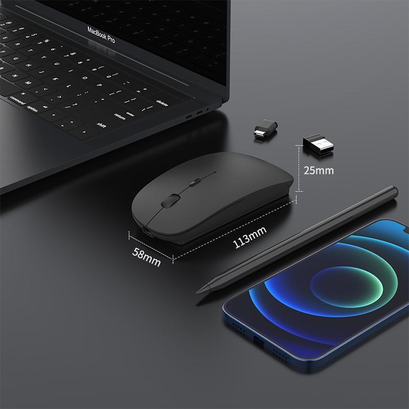1 Chuột không dây Sạc USB 2.4G Không Ồn Cho Laptop / PC / Điện Thoại Thông Minh