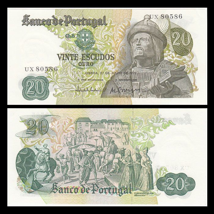 Tiền xưa Bồ Đào Nha 20 escudos 1971 sưu tầm