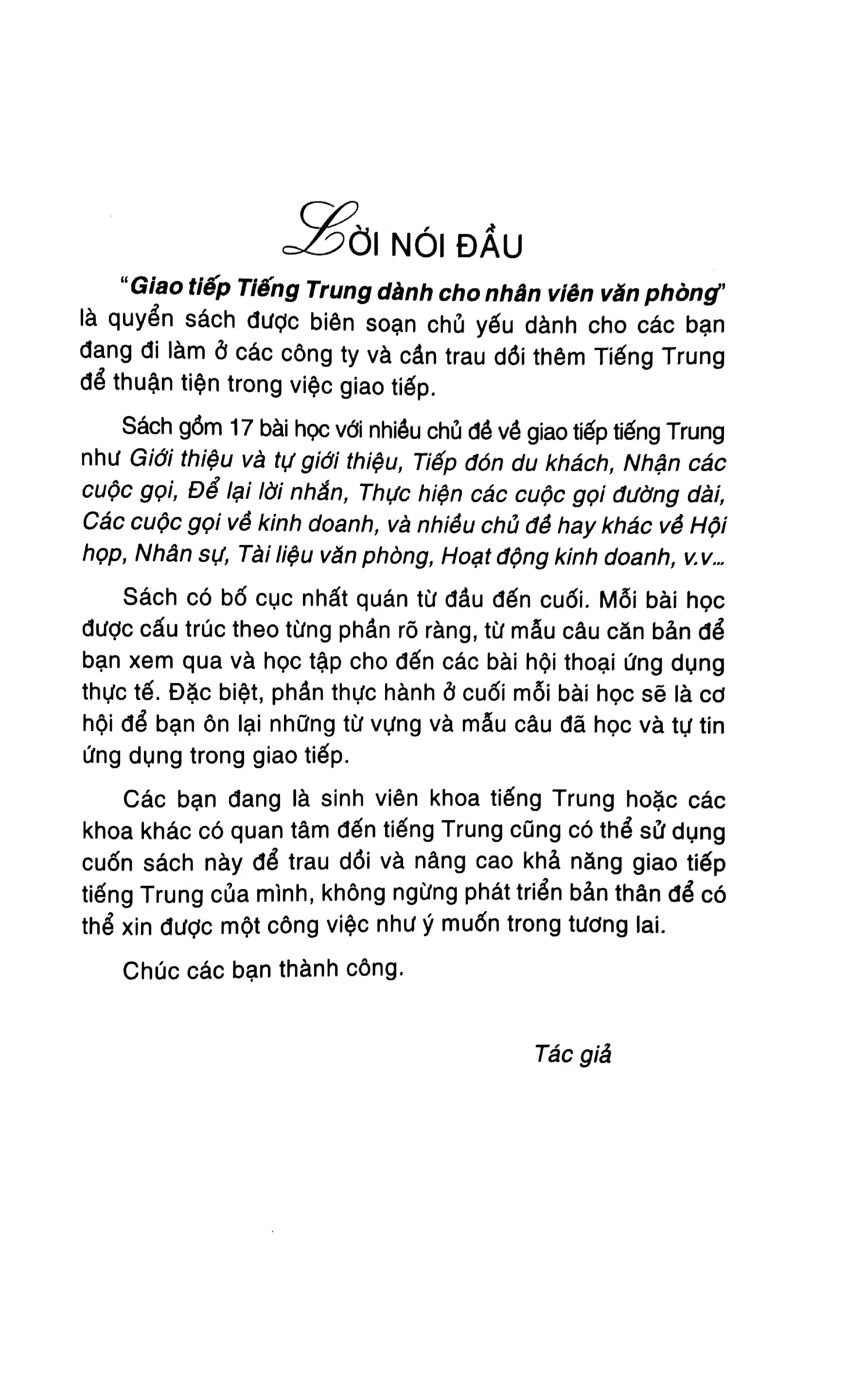 Giao Tiếp Tiếng Trung Dành Cho Nhân Viên Văn Phòng