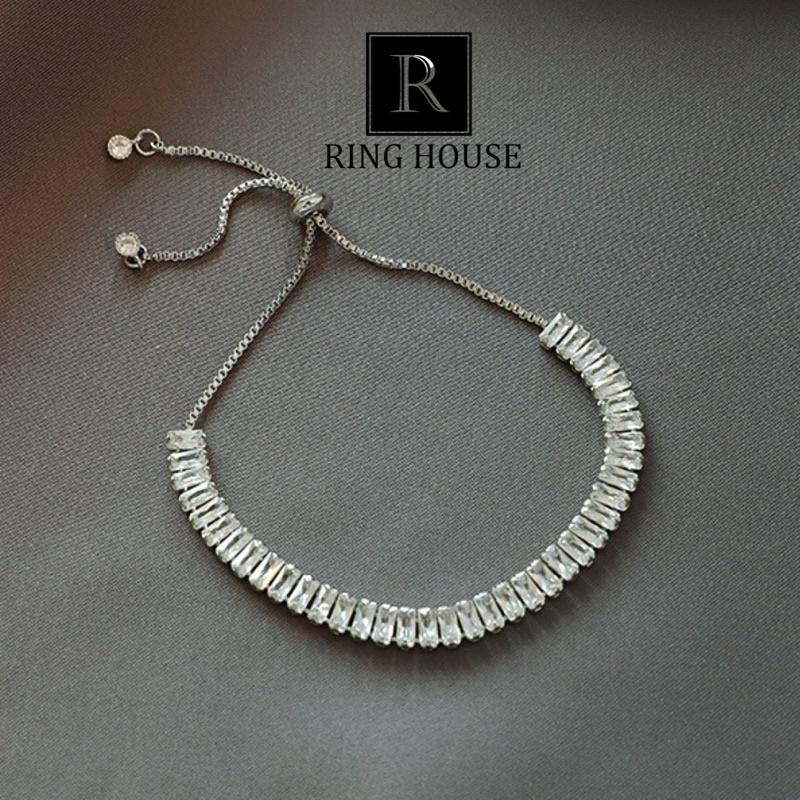 B24 Lắc tay vòng tay titan nữ màu bạc đẹp Ring House