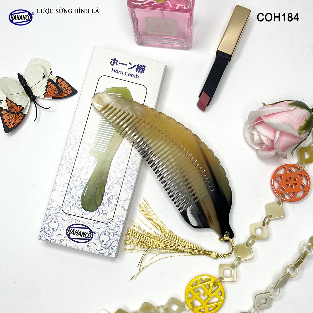 Lược Sừng Hình Lá Bằng Sừng Uốn Lượn Tinh Xảo Xuất Nhật - COH184