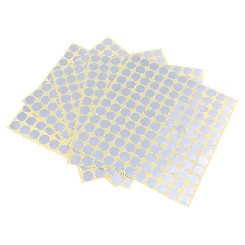 5 Sheets Essential Oil Bottle Cap Stickers Self Adhesive Labels Round Silver