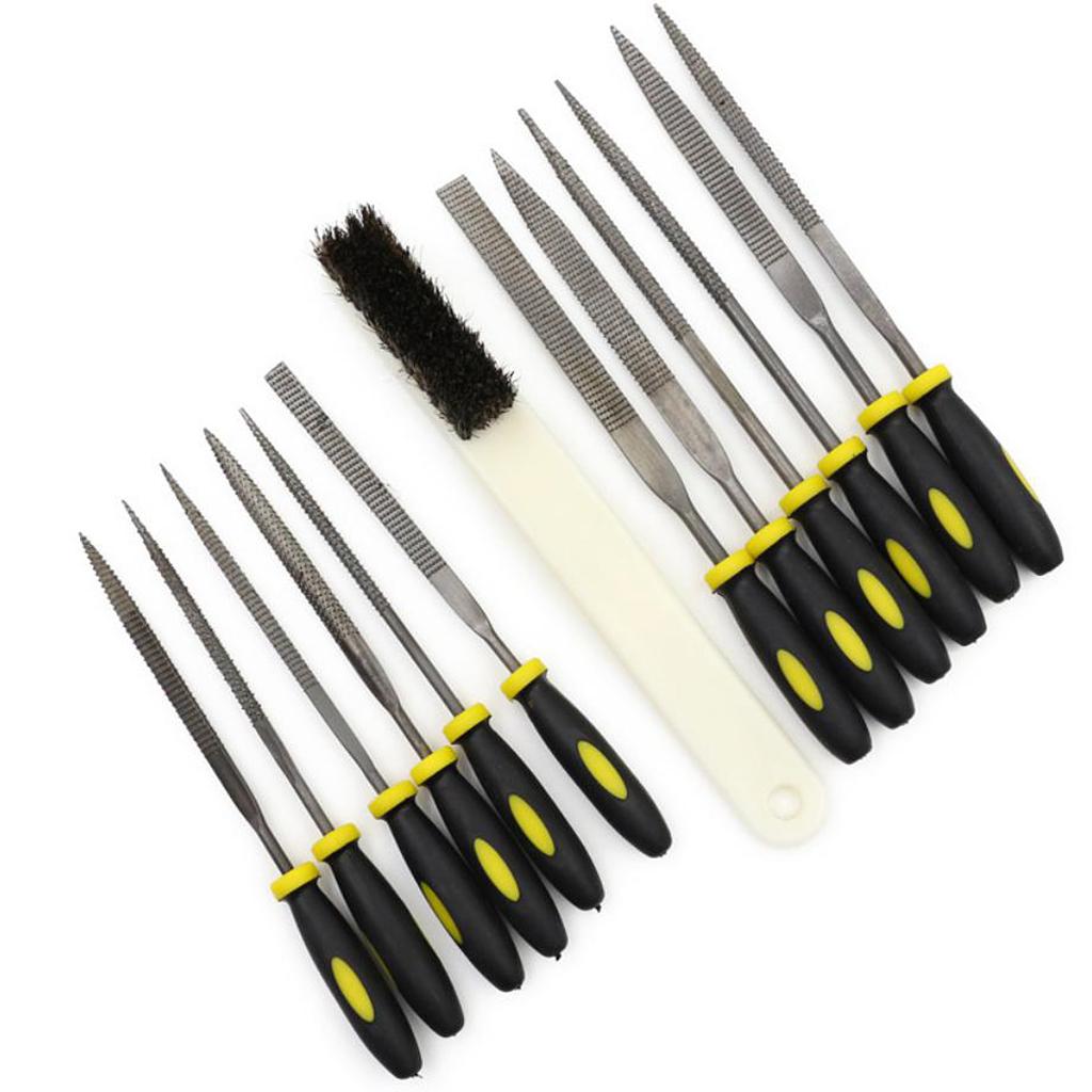 15Pcs Mini Assorted Wood Rasp Set Steel Needle Files Trimming File With Brush And Clear Parts Box In Storage Zipper Case DIY Woodworking Tools