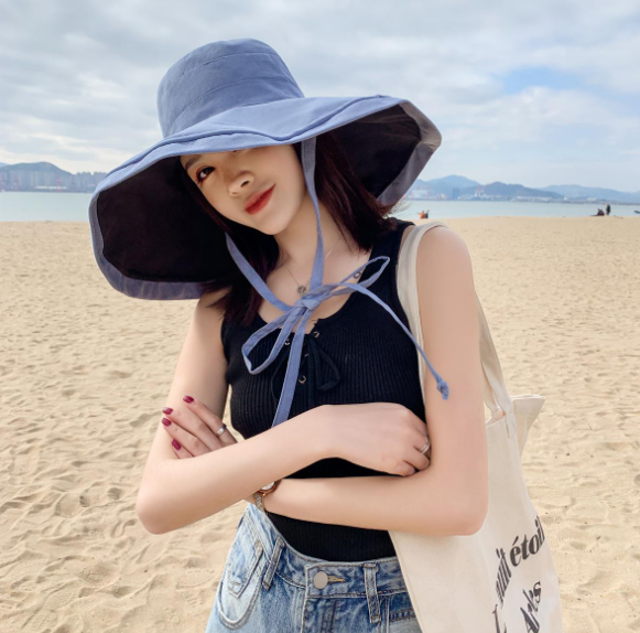 Mũ nữ chống nắng rộng vành đội 2 mặt thời trang, nón chống nắng chống tia cực tím cao cấp