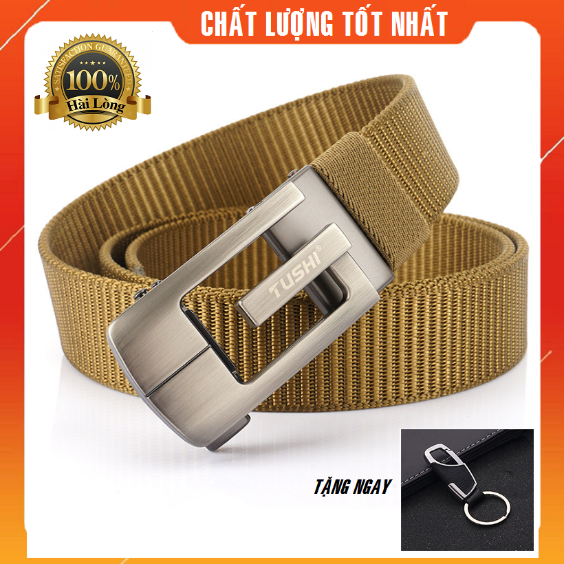 Dây nịt vải_Siêu bền_Mặt khóa gài tự động thép không gỉ chắc chắn, tiện lợi_Dây lưng vải dù cao cấp, Thắt lưng lính TẶNG MÓC CHÌA KHÓA