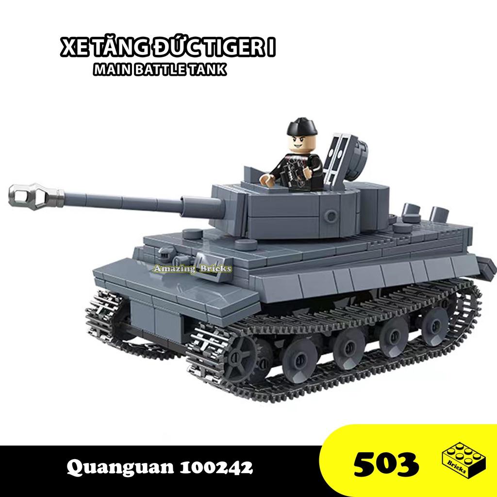 Đồ chơi Lắp ráp Xe Tăng Đức Tiger I, Quanguan 100242 Panzer Tank, Xếp hình thông minh, Mô hình Xe Tăng