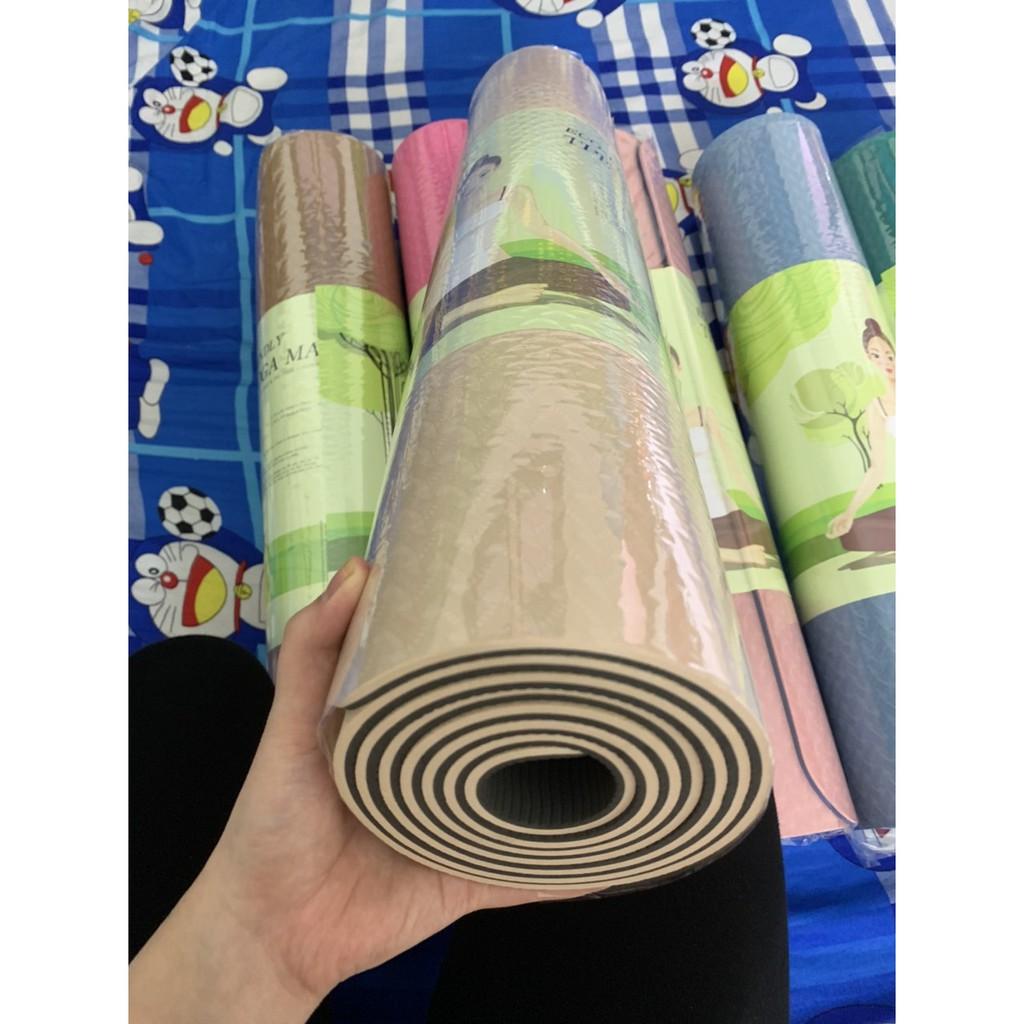 Free ship - THẢM TẬP YOGA TPE CAO CẤP 2 LỚP 6MM KHỔ 1,83M X 61CM GIÁ RẺ