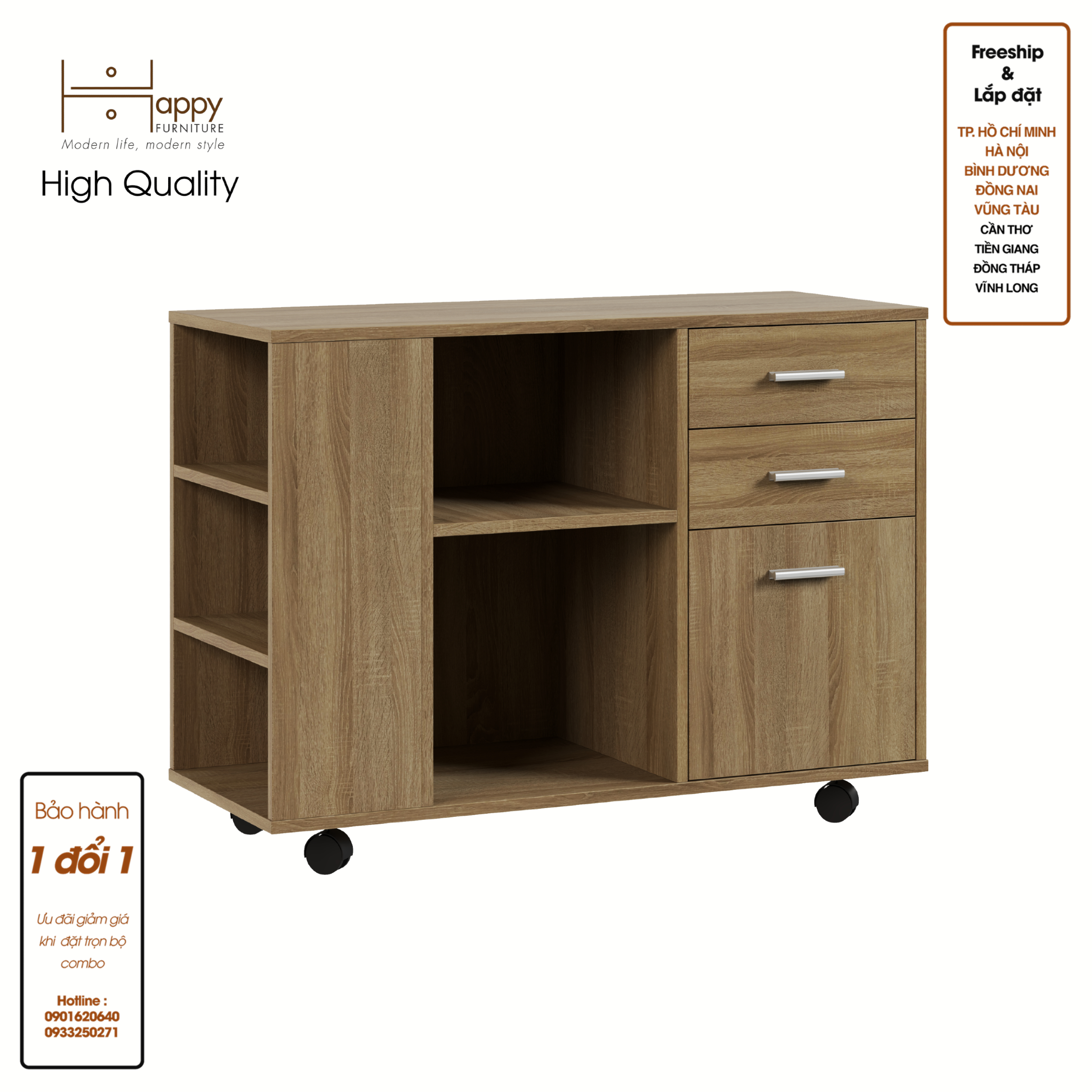 [Happy Home Furniture] COMFEE, Tủ đựng hồ sơ - kết hợp kệ sách ,  100cm x 40cm x 66cm ( DxRxC), THK_017