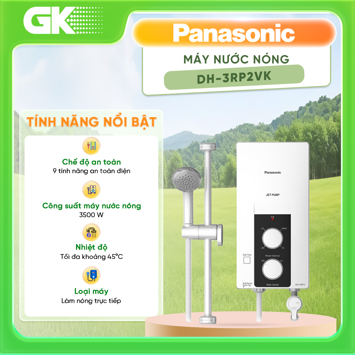 Máy Nước Nóng Panasonic DH-3RP2VK (3500W)