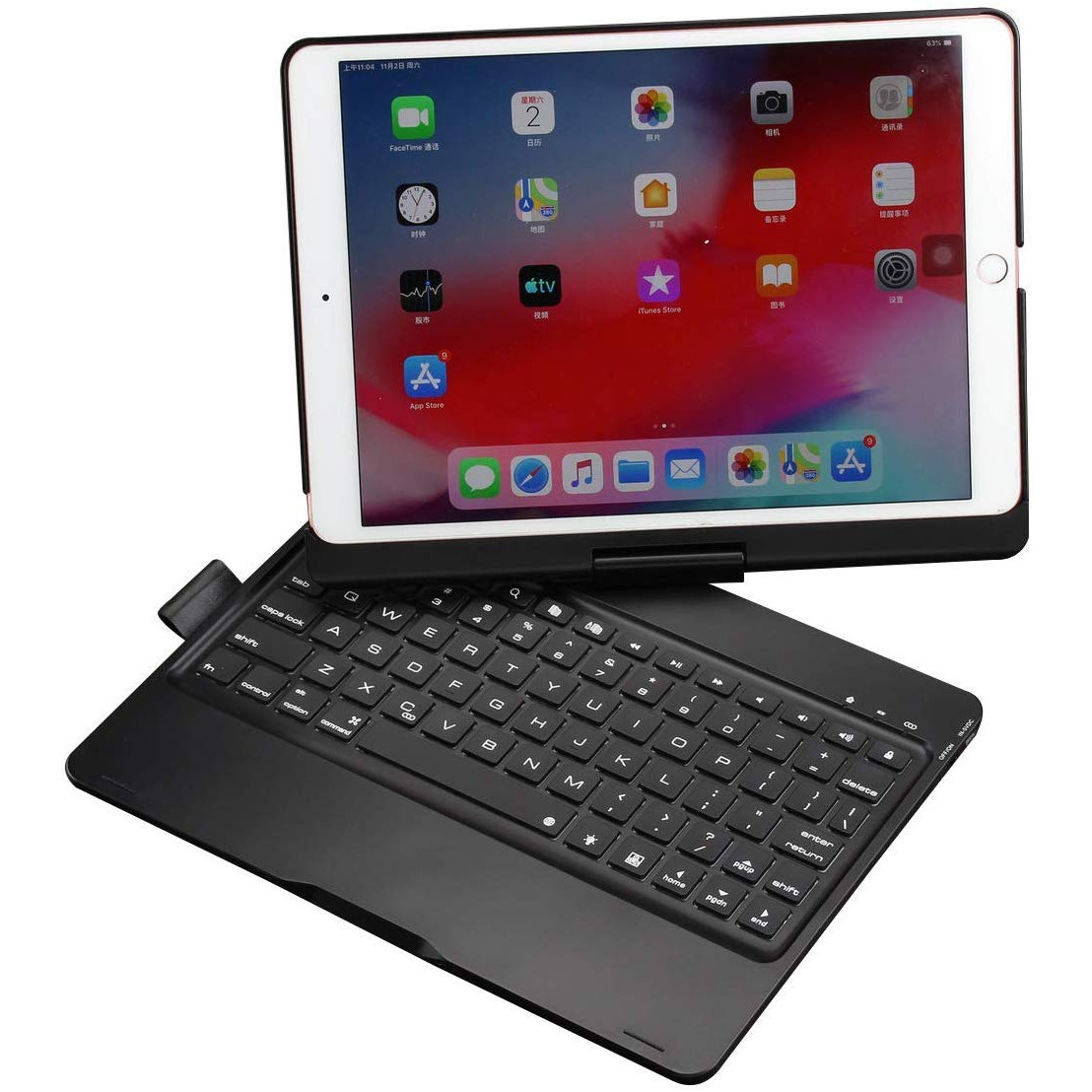 Vỏ bàn phím hợp kim nhôm có 7 màu đèn - xoay 360 độ dành cho ipad 10.2 inch