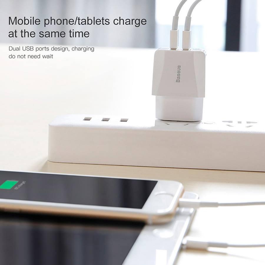 Cóc Sạc nhanh (Apdapter)/ cốc sạc Baseus 2 cổng USB - 2.1A - Sạc đa năng Baseus Mini Dual Charger- Hàng chính hãng