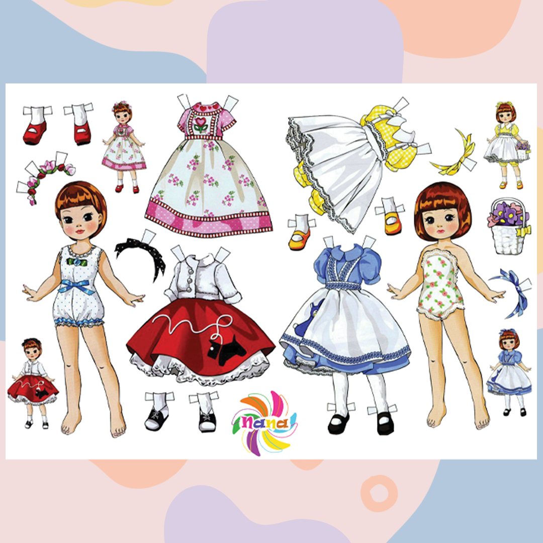 Búp bê giấy đồ chơi cắt thủ công cho bé Combo 4 hình siêu đáng yêu, siêu nét BBG0016