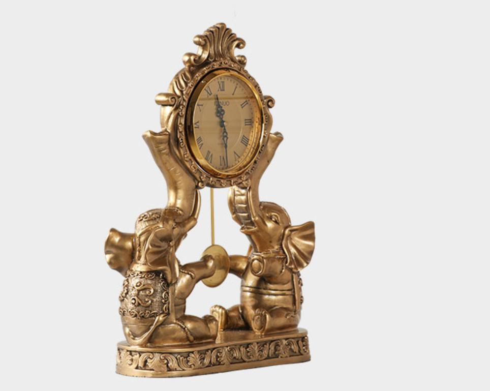 Đồng hồ để bàn DH61 hình tượng cặp voi hiền lành mang phong cách tân cổ điểm sang trọng - Món quà ý nghĩa tặng và các dịp tân gia nhà mới.
