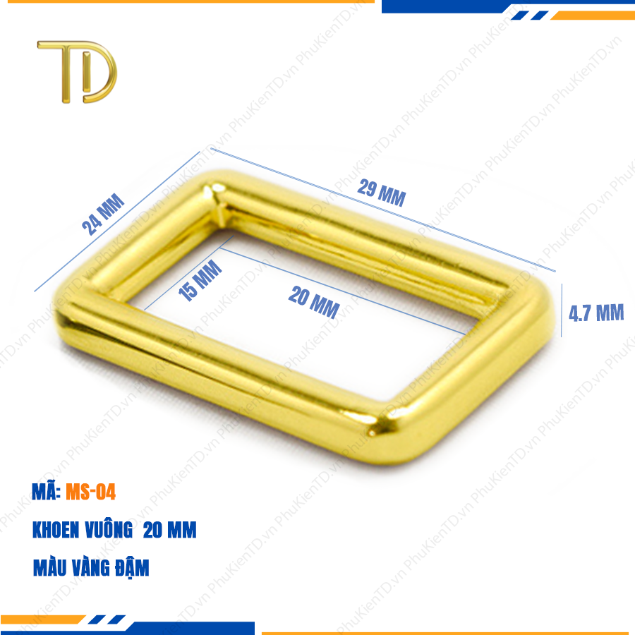 Khoen vuông túi xách, khoen chữ nhật túi xách 20mm cao cấp công nghệ mạ điện độ bền 5-8 năm