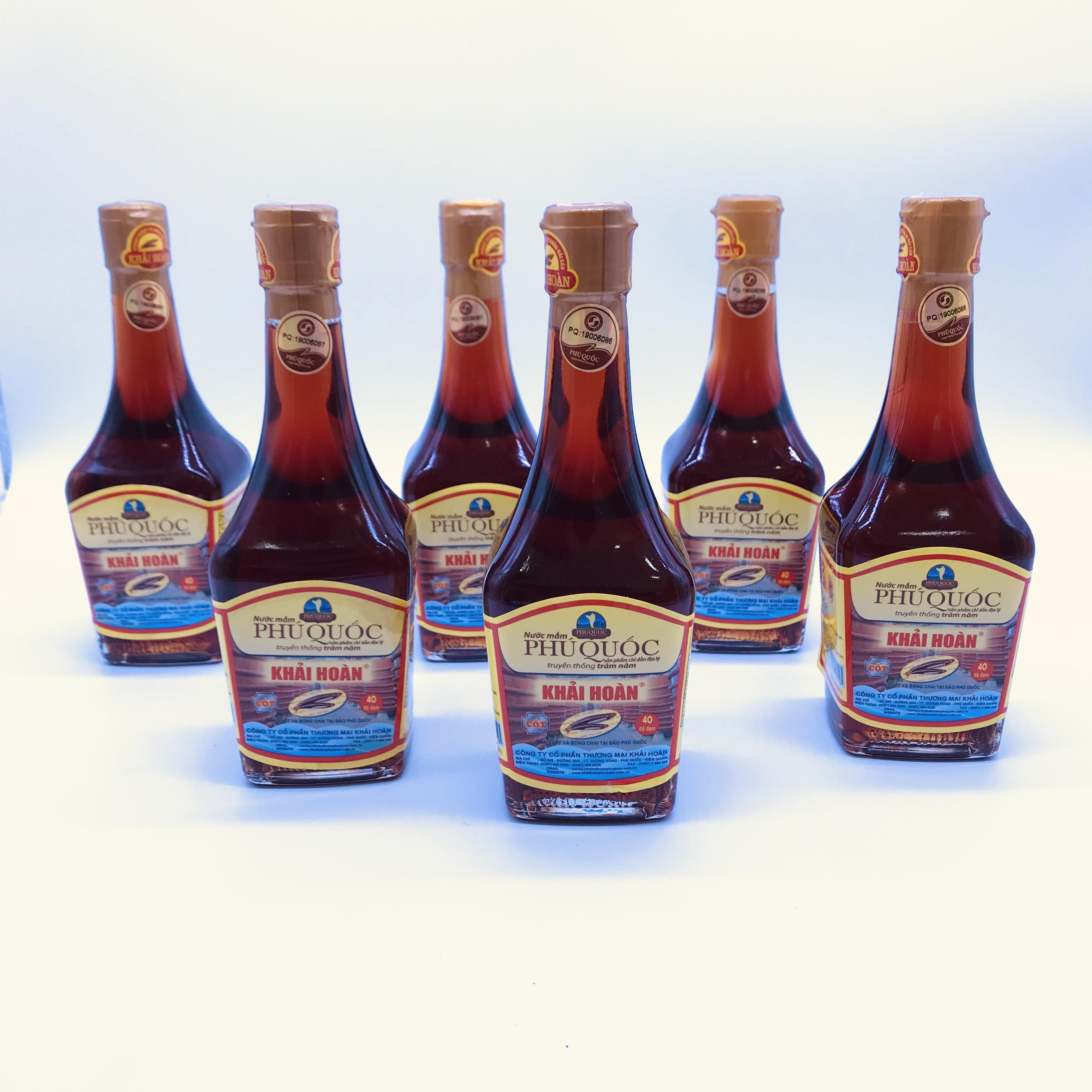 Nước mắm Khải Hoàn Phú Quốc 40 độ đạm 215ml thùng 6 chai
