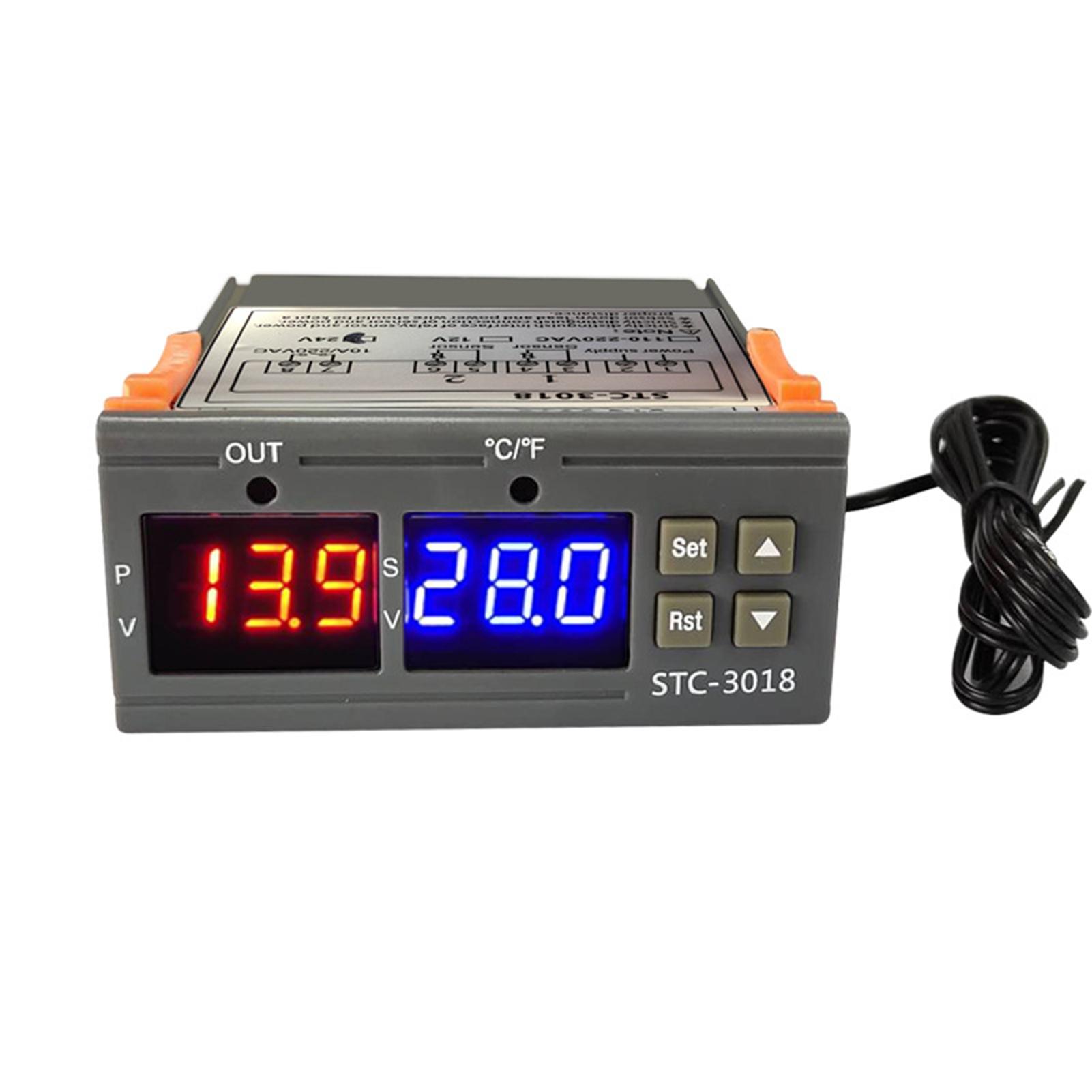 STC-3018 Temperature Controller, Digital LED Display Thermostat, Temperature Control Switch Micro Temperature Control Board Thermostat Sensor