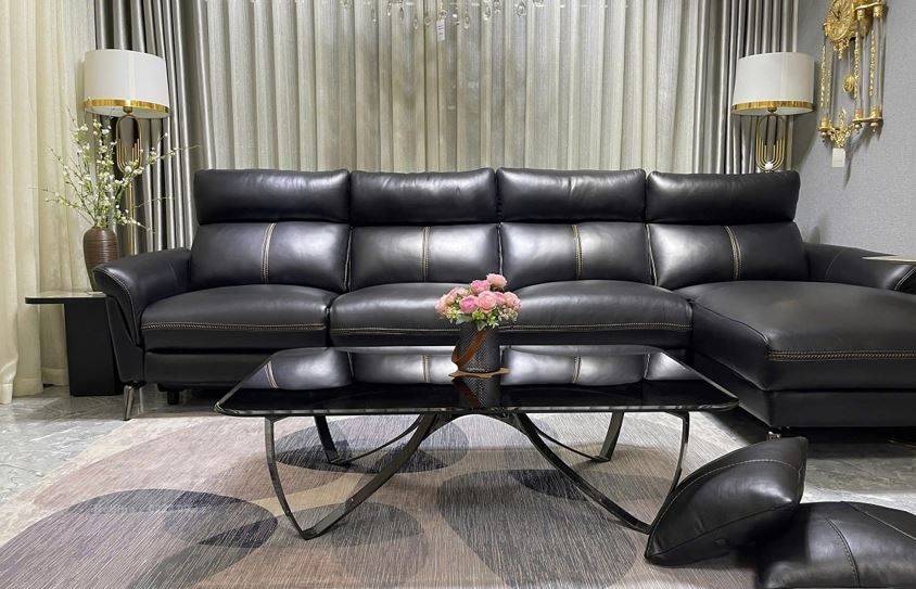 Combo ghế sofa chỉnh điện góc L và ghế đơn 100% da bò Italy Juno sofa màu đen – SFDLCT30 3m3 x 1m7 hàng cao cấp chuẩn da bò nhập khẩu Ý