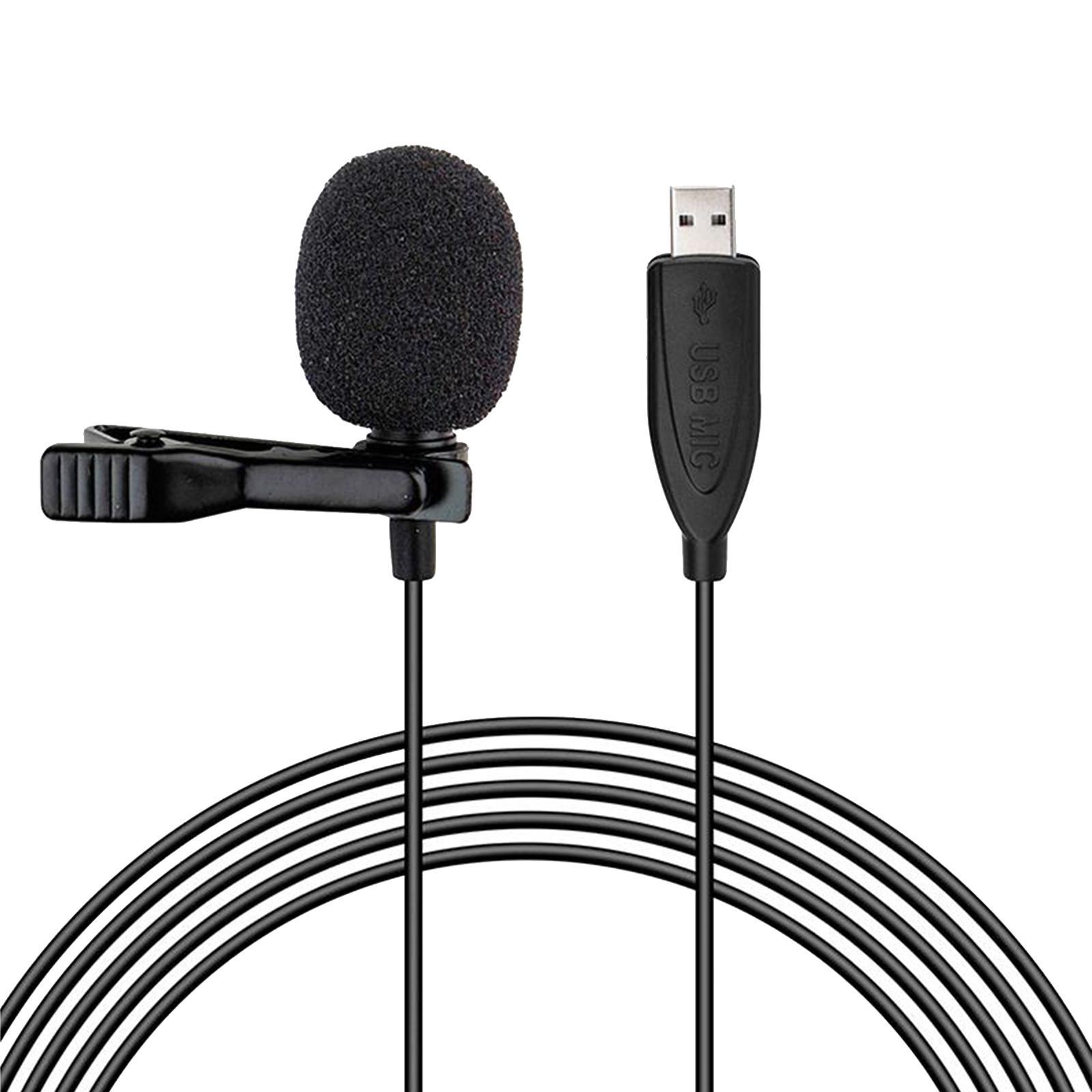 USB Lavalier Lapel Microphone Omnidirectional Clip on Collar Condenser Mic