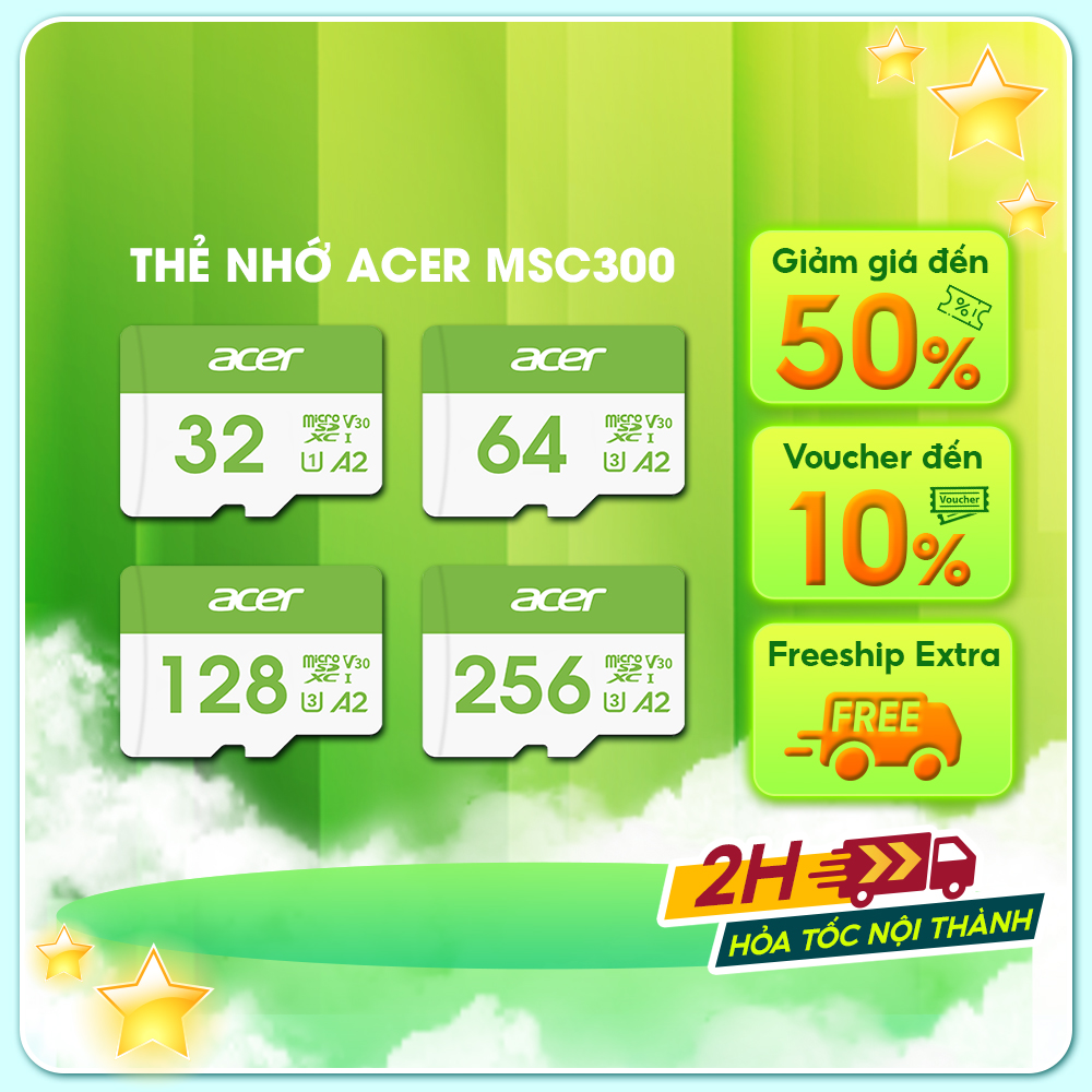 Thẻ nhớ Acer MicroSD Card MSC300 4K UHS-I tốc độ đọc/ghi lên đến 160/120MB/s - Hàng chính hãng bảo hành 5 năm | Thẻ nhớ camera chuyên nghiệp 64GB |128GB | 256GB