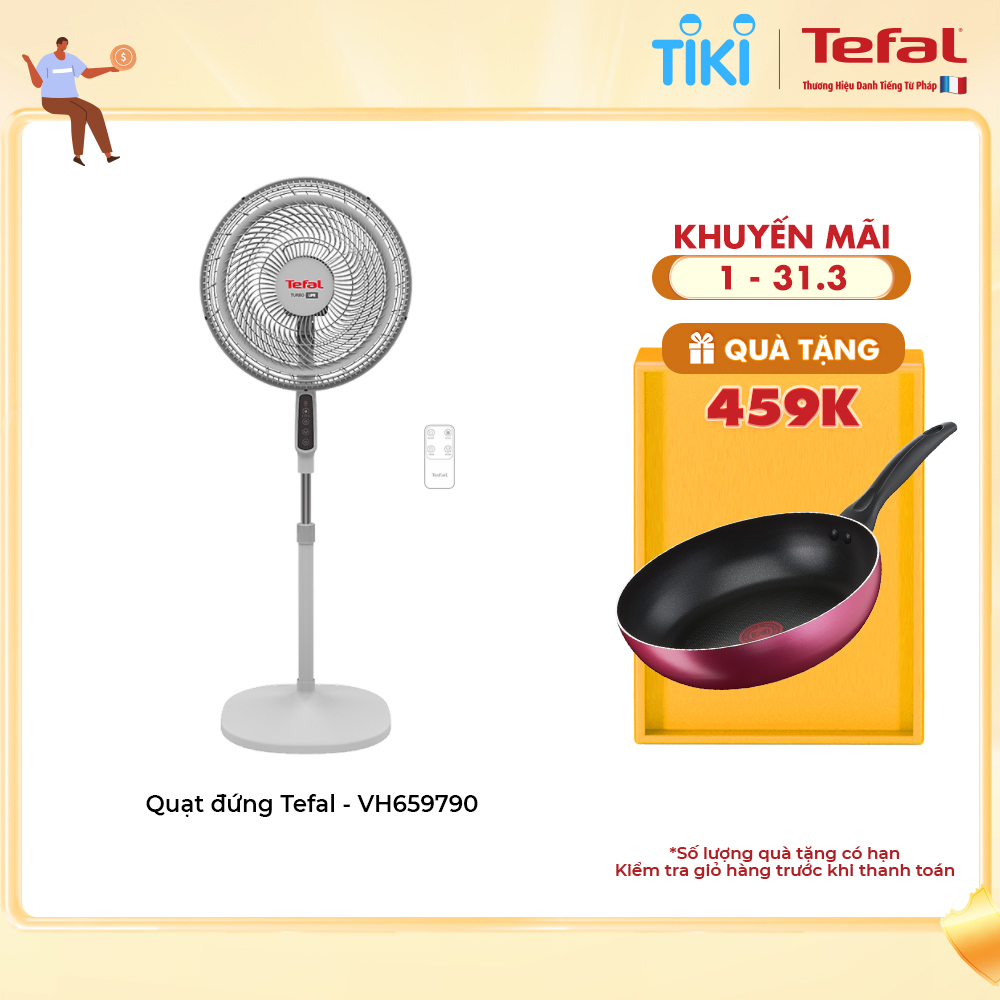 Quạt đứng có điều khiển từ xa Tefal Turbo Life VH659790 màu xám- Hàng chính hãng