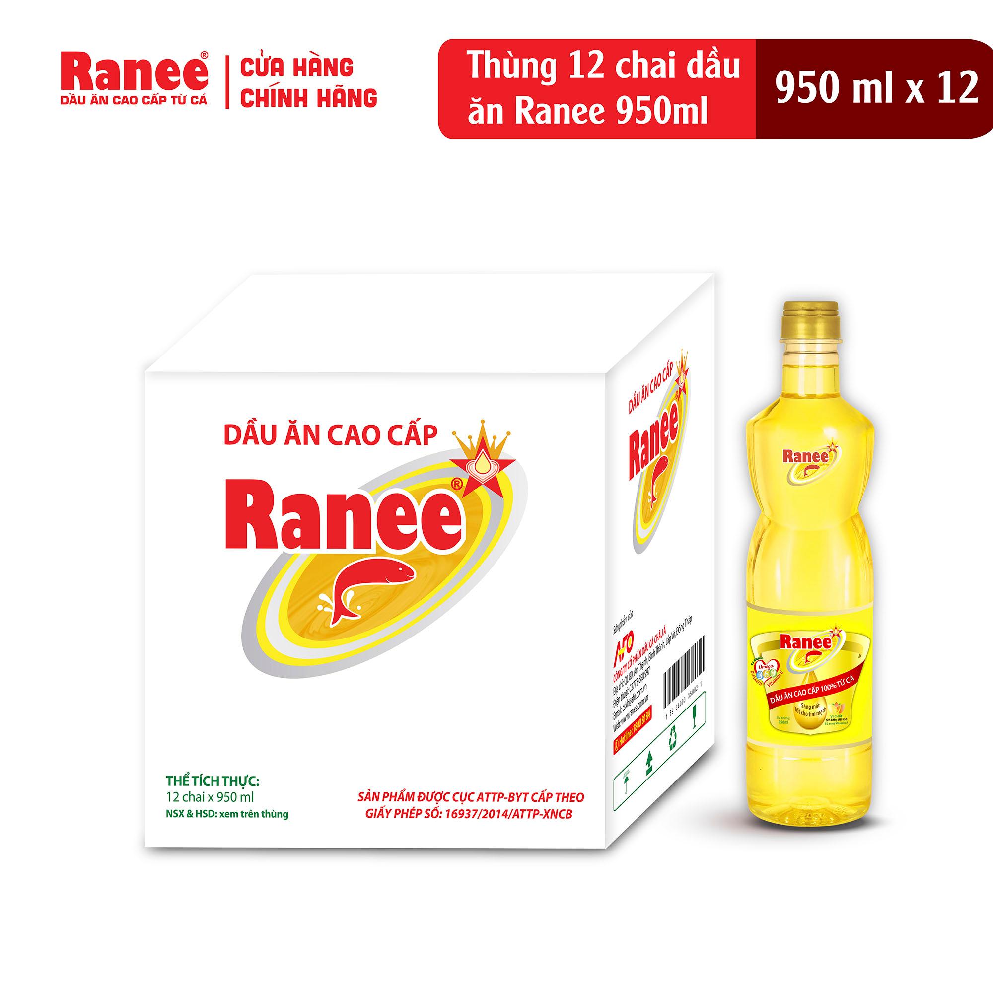 Thùng dầu ăn Ranee 950ml (950ml/chai x 12 chai)