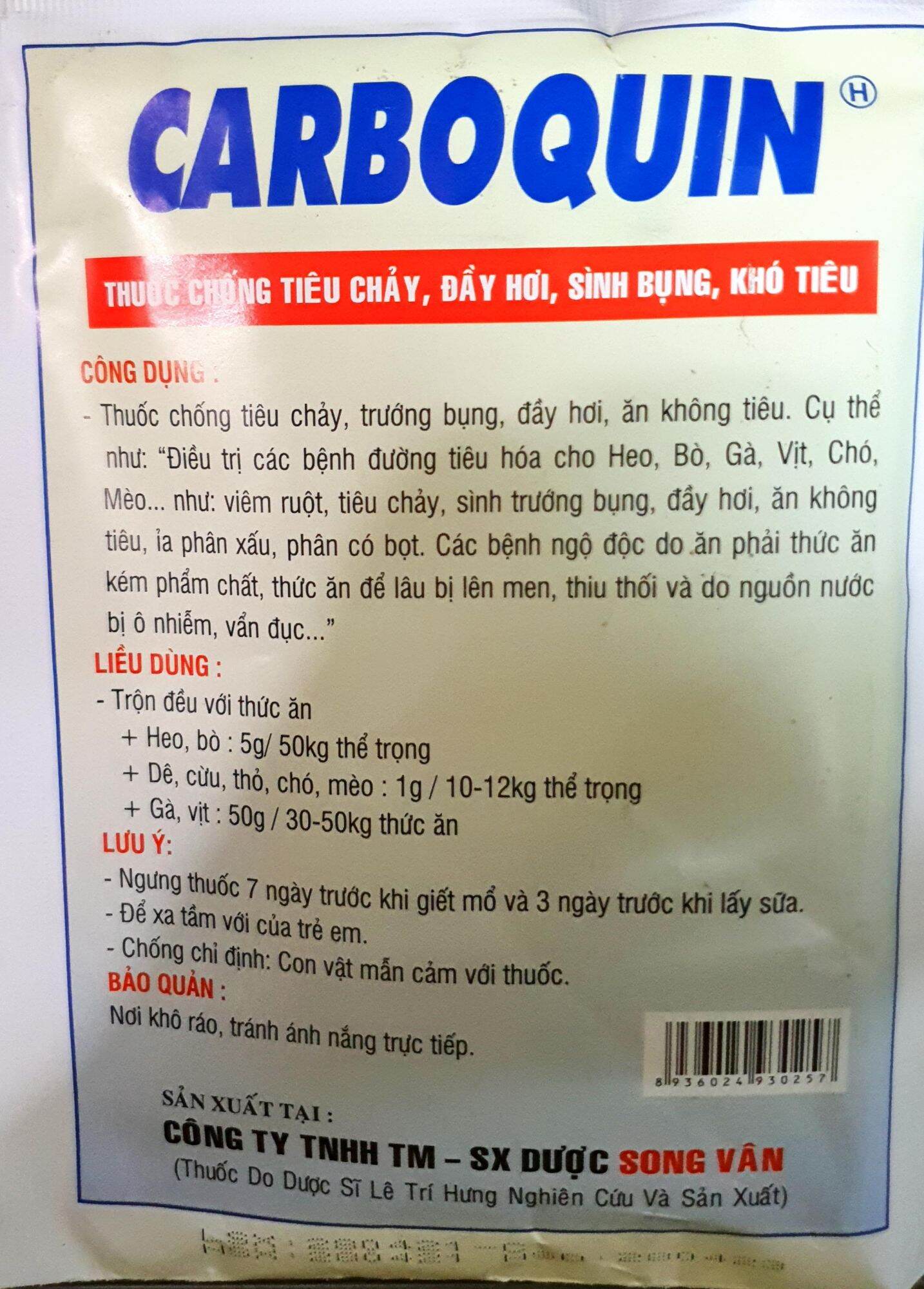 Carboquin Sông vân chỉ dùng trong thú y