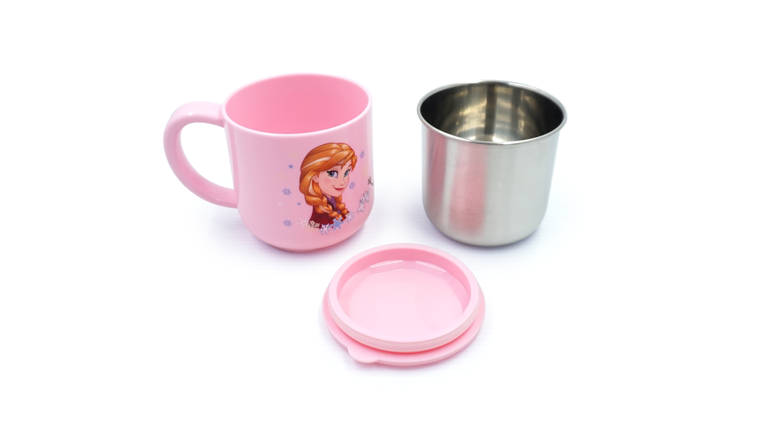 Ly cốc giữ nhiệt Disney in hình Elsa Anna Frozen P.1 màu hồng có nắp và quai cầm cho bé - 260ml