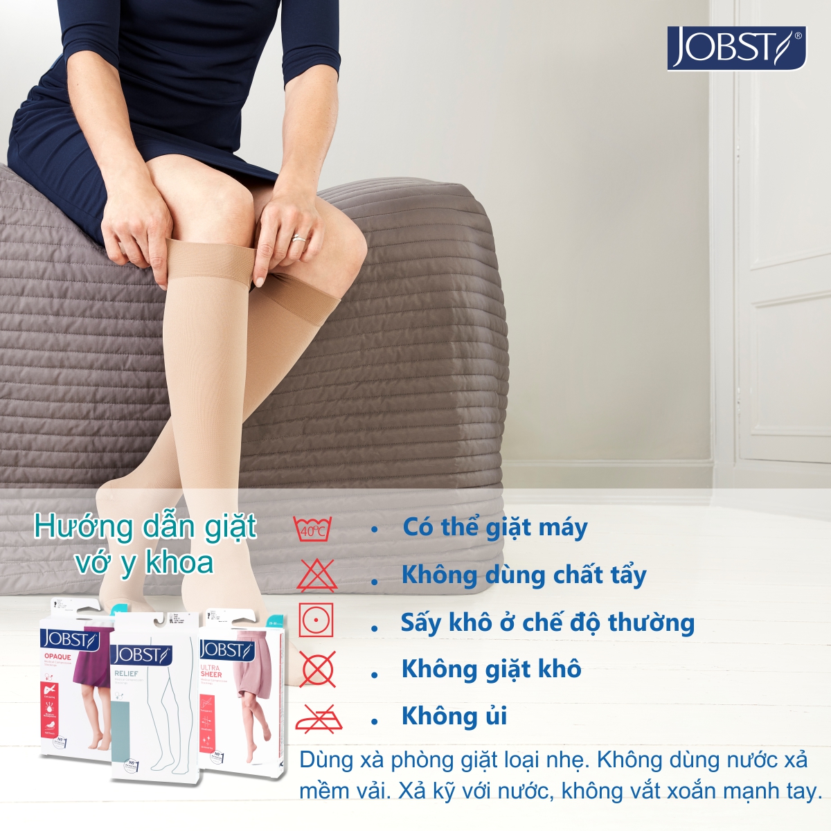 Combo 2 đôi Vớ y khoa đùi JOBST Relief chuẩn áp lực 20-30mmHg- Cơ bản điều trị suy tĩnh mạch