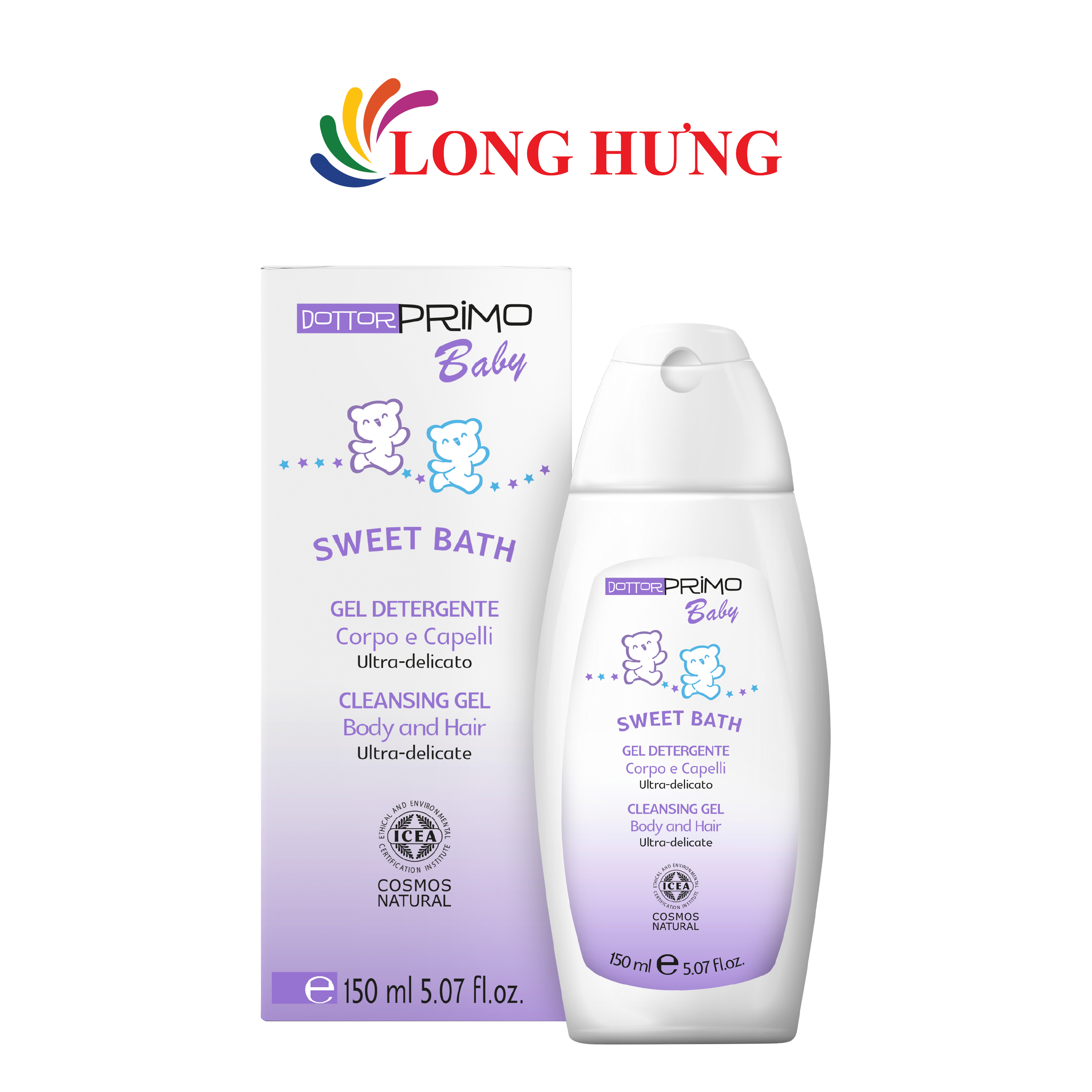 Sữa tắm gội Dottorprimo Baby Sweet Bath làm sạch và chăm sóc da bé (150ml) - Hàng chính hãng
