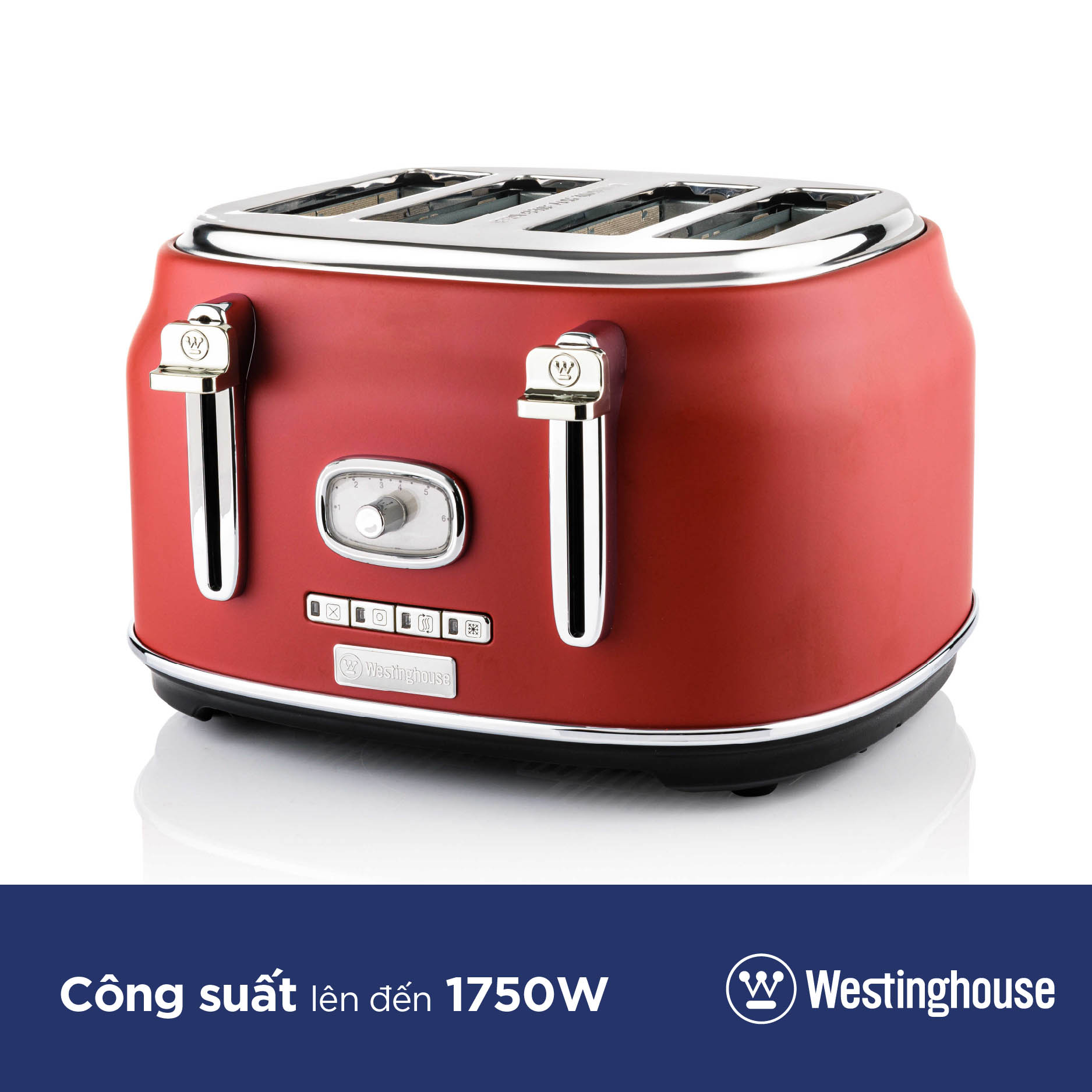 Máy kẹp nướng bánh mỳ sandwich 4 lát WestingHouse WKTTB809 Công suất 1750W 4 khe nướng bánh - 6 chế độ nướng - 4 chức năng - Hàng chính hãng Mỹ