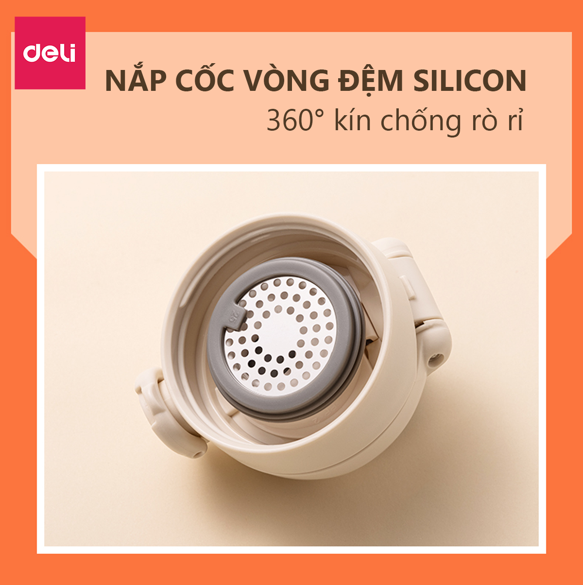 Bình Giữ Nhiệt Nóng Lạnh Vusign Inox 316 350ml Cao Cấp Cách Nhiệt Nắp Bật Có Khóa, Lưới Lọc Trà Deli - Phù Hợp Cà Phê Trà Nước Ép Sinh Tố Đá Du Lịch Đi Học Tập Bình Nước Thể Thao Gym Yoga - LL603