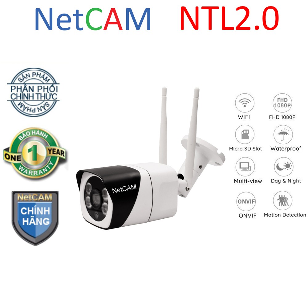 Camera IP WiFi Ngoài Trời NetCAM NTL2.0 Full HD 1080P, Tính năng phát hiện Chuyển động, Đàm thoại 2 chiều - Hàng Chính Hãng
