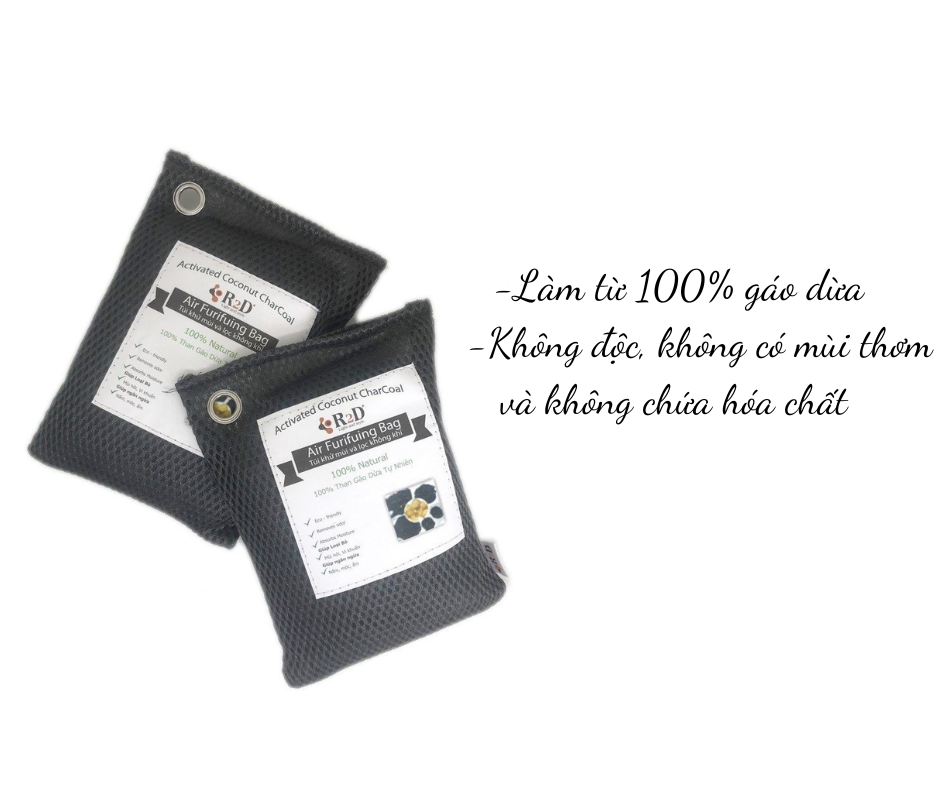 Túi Hút Ẩm Than Hoạt Tính Khử Mùi, Than Hoạt Tính Khử Mùi Xe Hơi , Kháng Khuẩn Đến Từ Shop R2D, Nguyên Liệu Tự Nhiên, Lành Tính.