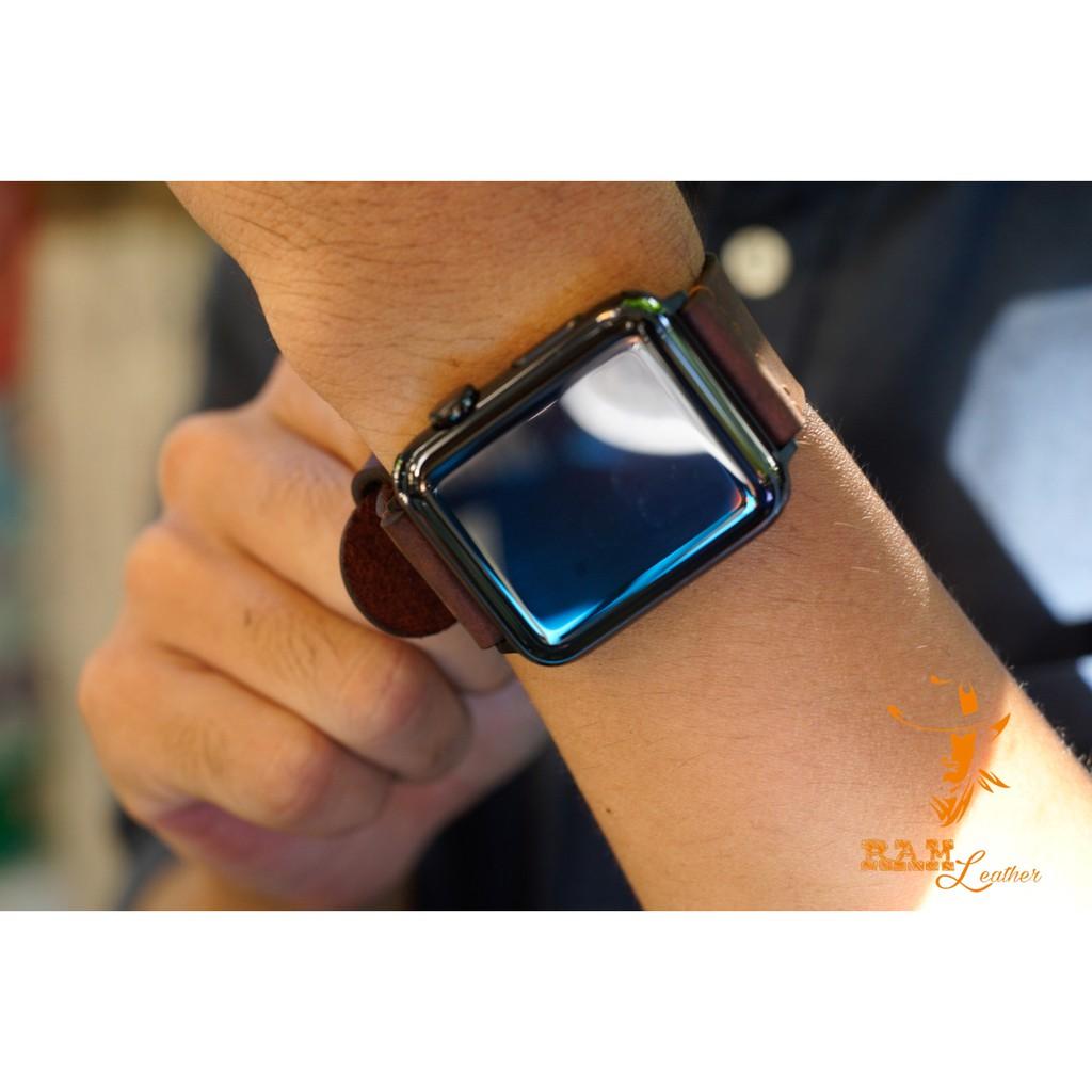 DÂY ĐỒNG HỒ DA SÁP NGỰA NÂU ĐẤT  - RAM SIMPLE 1 - ĐỦ SIZE 18, 20, 22MM, APPLE WATCH