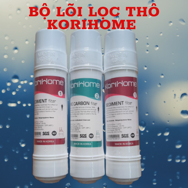 Bộ lõi lọc nước 123 Korihome ,dùng cho máy nóng lạnh, dùng được cho máy Kangaroo, Karofi, CNC…