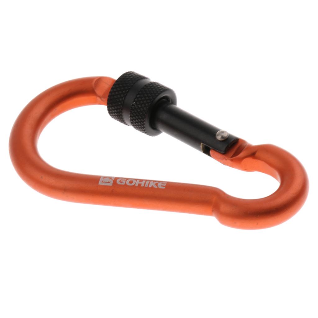 Outdoor Aluminum Alloy Climbing Screw Locking Keychain Hook golden orange