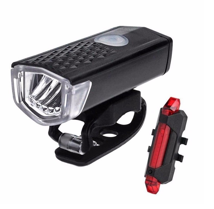 Bộ đèn xe đạp - đèn LED chiếu sáng phía trước và phía sau xe đạp dùng pin sạc - Hàng chính hãng