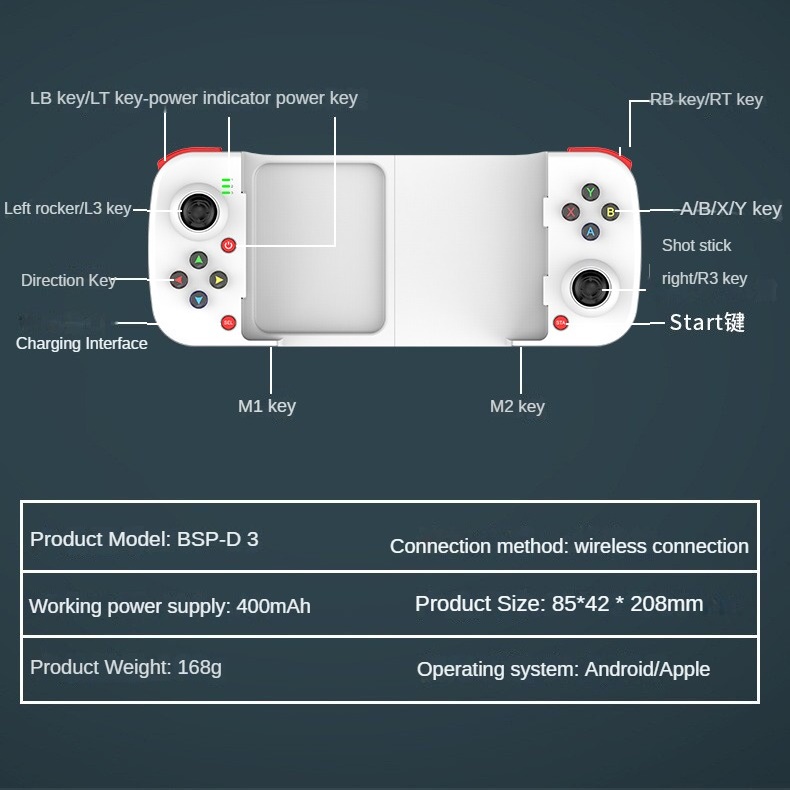 Gamepad Tay Game Không dây Bluetooth D3 đa nền tảng cho máy tính - điện thoại - máy game Console