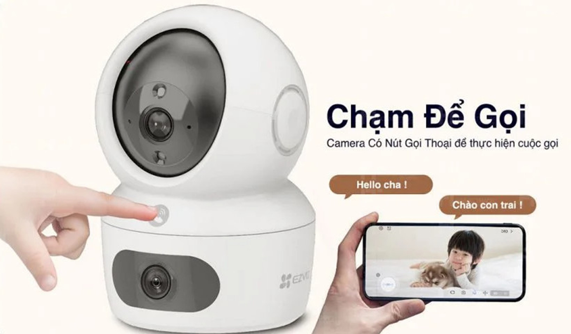 Camera 2 Mắt trong nhà EZVIZ H7C 8MP có màu ban đêm, quay 360 độ, đàm thoại 2 chiều-Hàng chính hãng