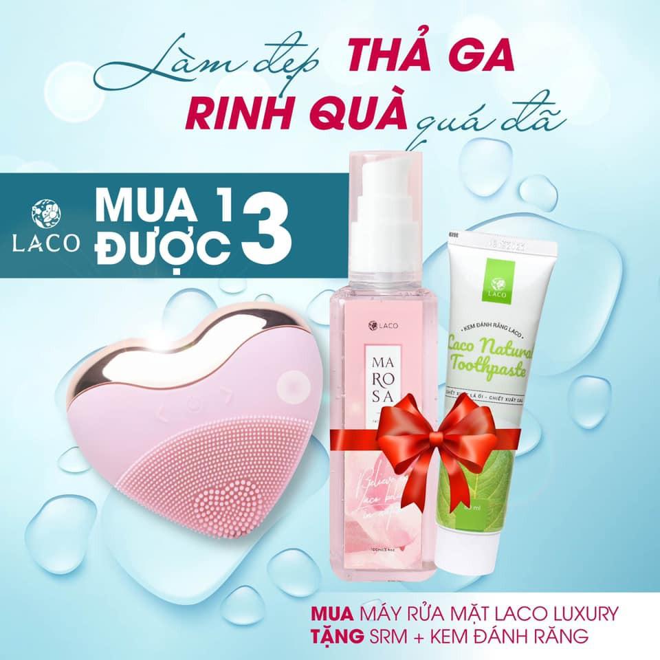 Máy Rửa Mặt cao cấp Laco Luxury hình Trái Tim – Tặng sữa rửa mặt cá hồi DNA