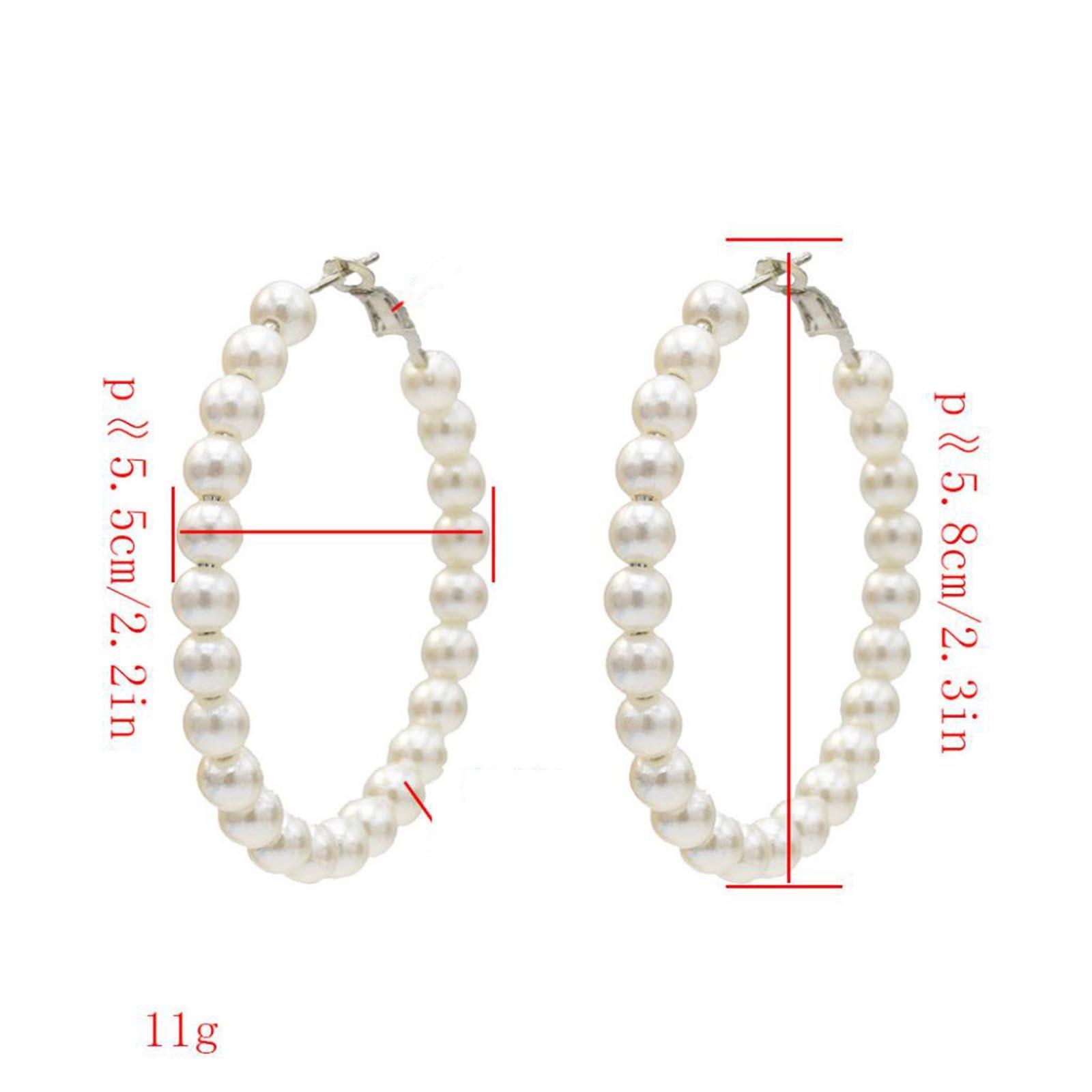 Earrings Round  Pearl Hoop Earrings Elegant Women Jewelry