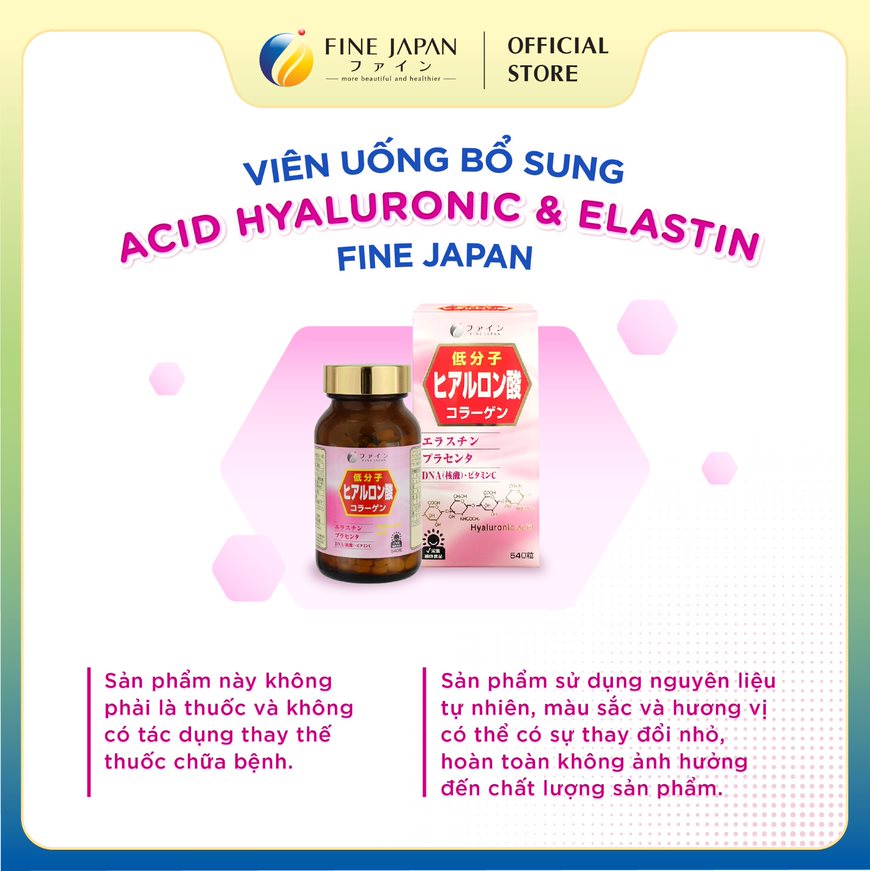 Viên uống Hyaluron & Collagen FINE JAPAN giúp đẹp da, ngăn ngừa lão hoá 81g